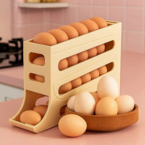 Porta Ovos Suporte 4 Andares Rolante Para 30 Ovos Dispenser Armazena e organizador de Geladeira