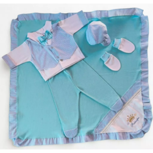 Saída de Maternidade Menino Luxo 6 Peças Para Bebê Recém, Malha Hipoalergênico 100% Algodão.